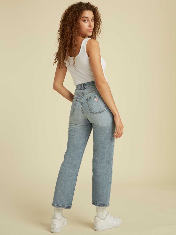 GUESS Originals Cropped Mom Women's Jeans Light Wash | UK3607BHO