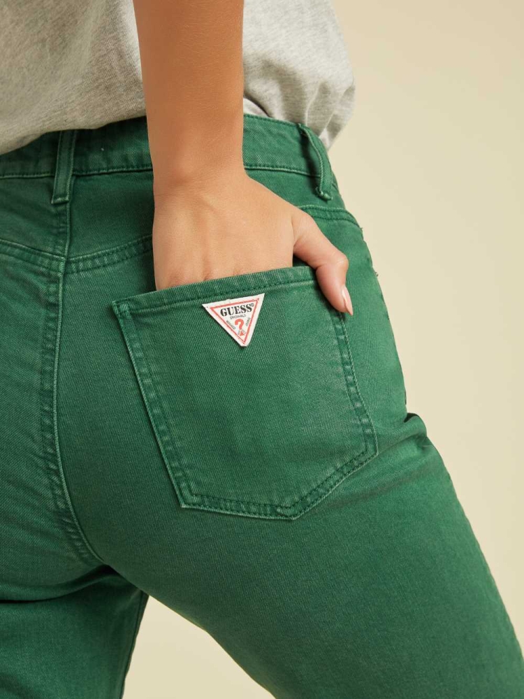 GUESS Originals Cropped Mom Women's Jeans Green Wash | UK6502ZTD