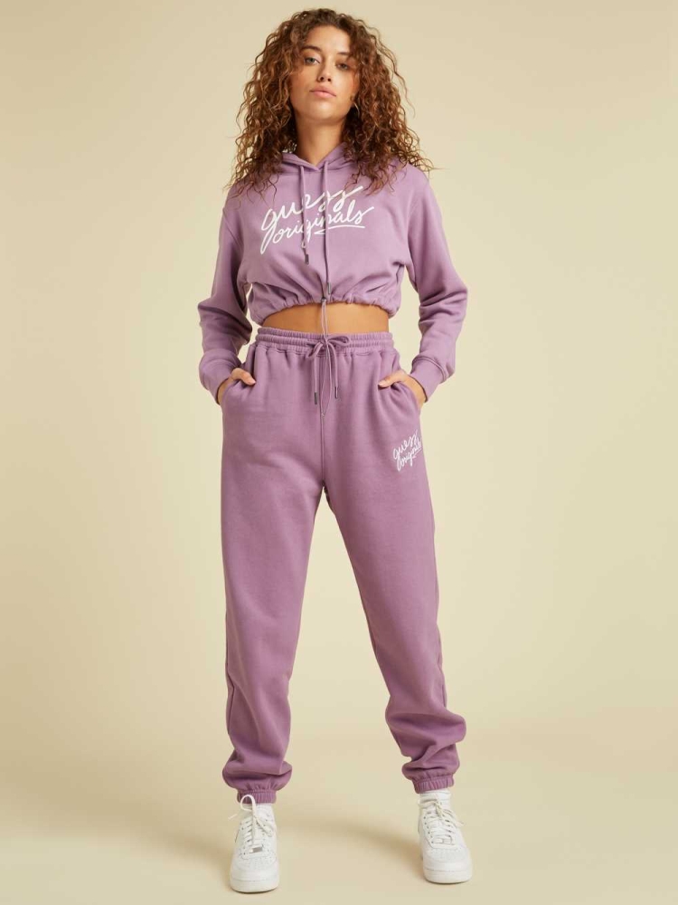 GUESS Originals Cropped Women's Hoodies Purple | UK3980LXP