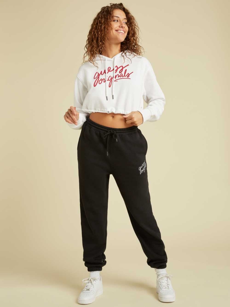 GUESS Originals Cropped Women's Hoodies White | UK5402BQW