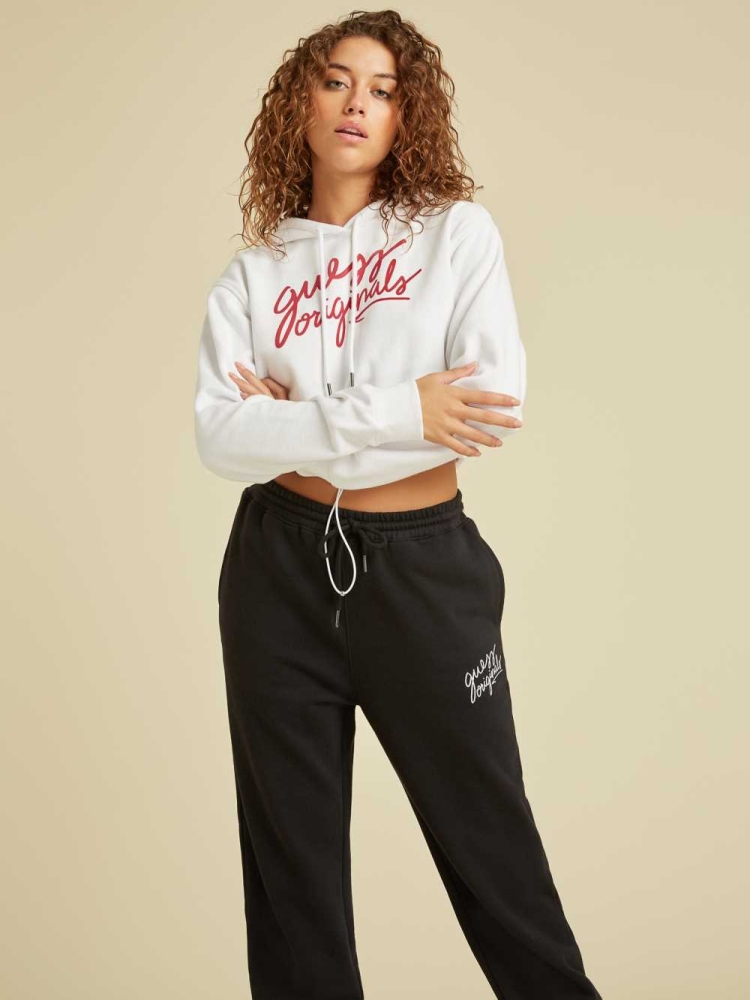 GUESS Originals Cropped Women's Hoodies White | UK5402BQW