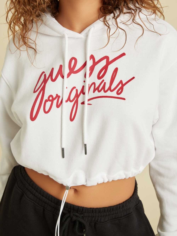 GUESS Originals Cropped Women's Hoodies White | UK5402BQW