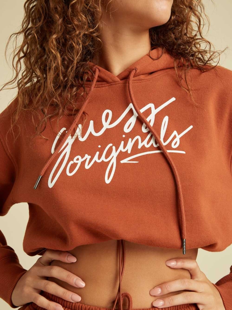 GUESS Originals Cropped Women's Hoodies Red | UK7402JYD