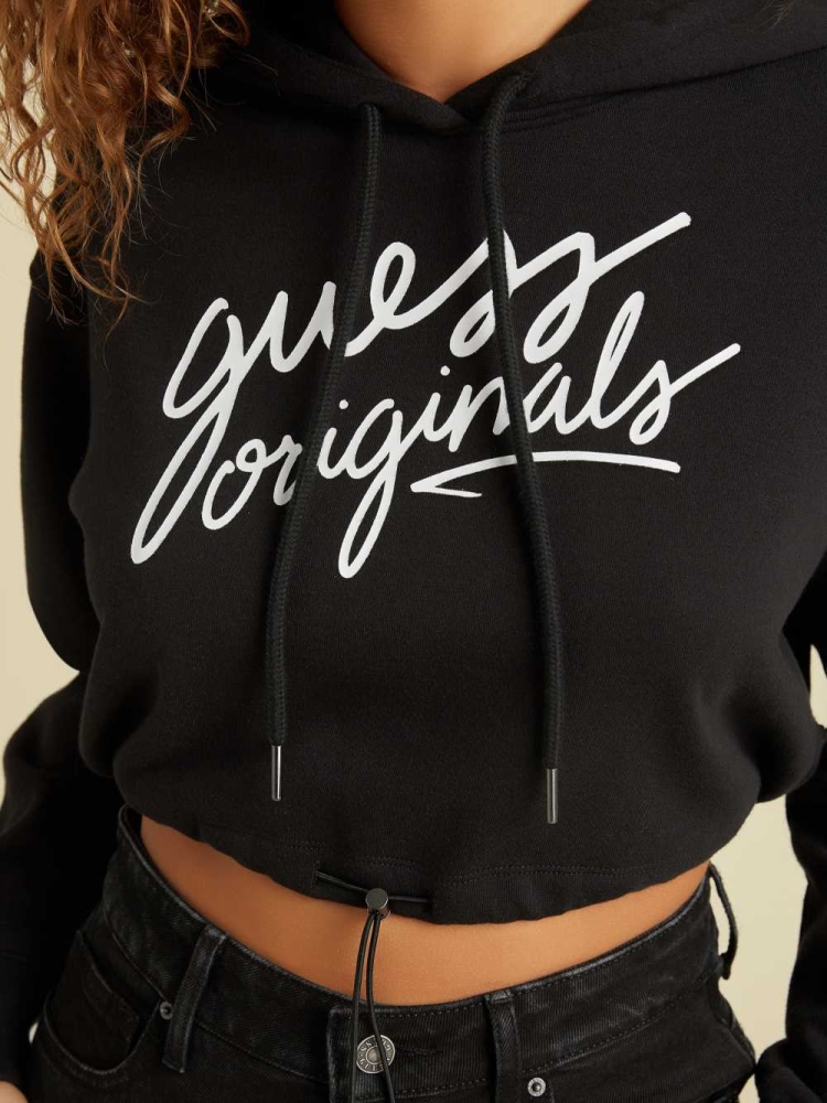 GUESS Originals Cropped Women's Hoodies Black | UK9230FML