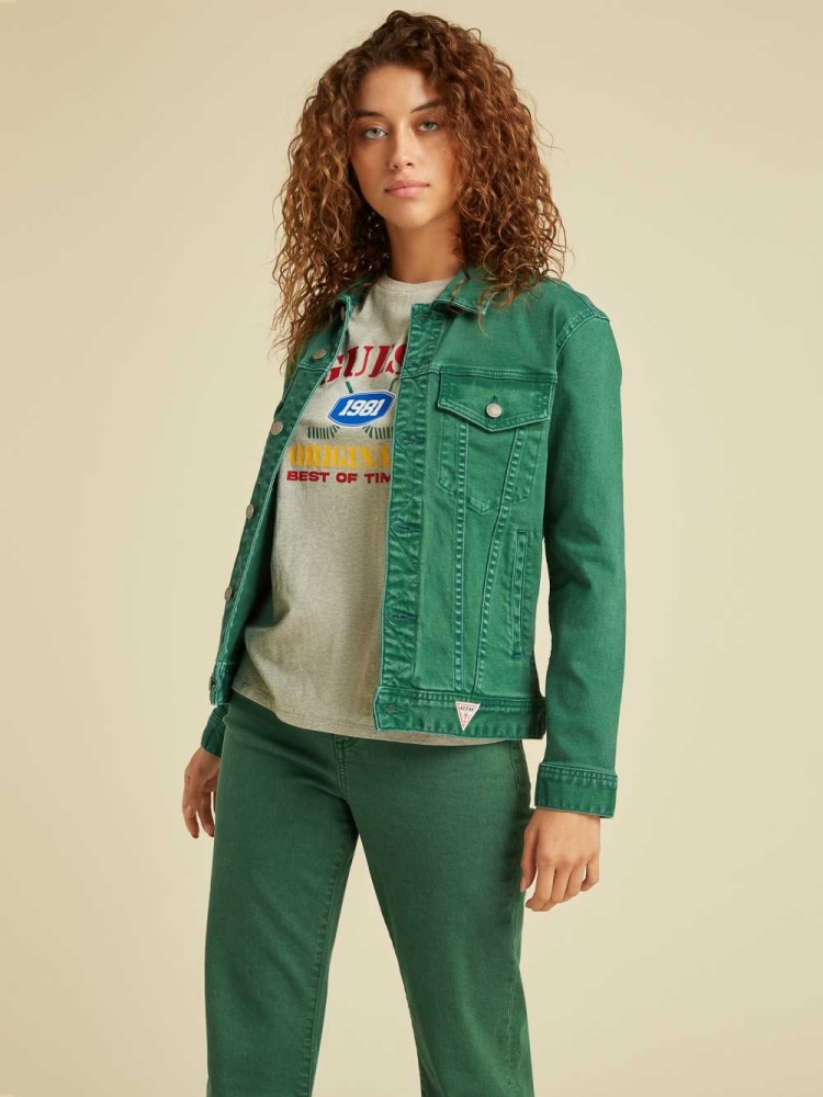 GUESS Originals Dyed Denim Women's Jackets Green Wash | UK6917ZRX