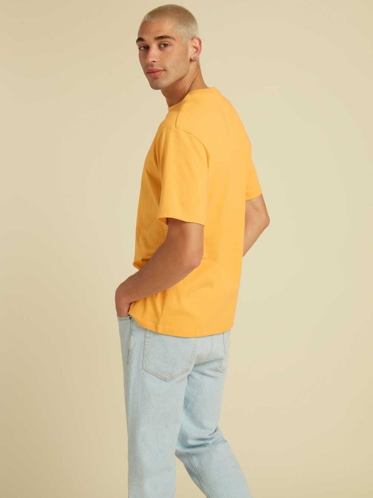 GUESS Originals Grid Men's T-Shirts Mango Yellow | UK9731SHU