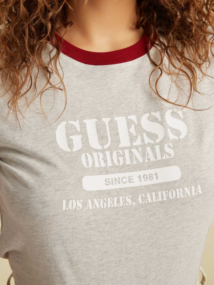 GUESS Originals Heather Ringer Women's T-Shirts Grey | UK5123DVL