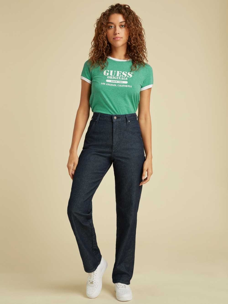 GUESS Originals Heather Ringer Women's T-Shirts Green | UK8795FAT