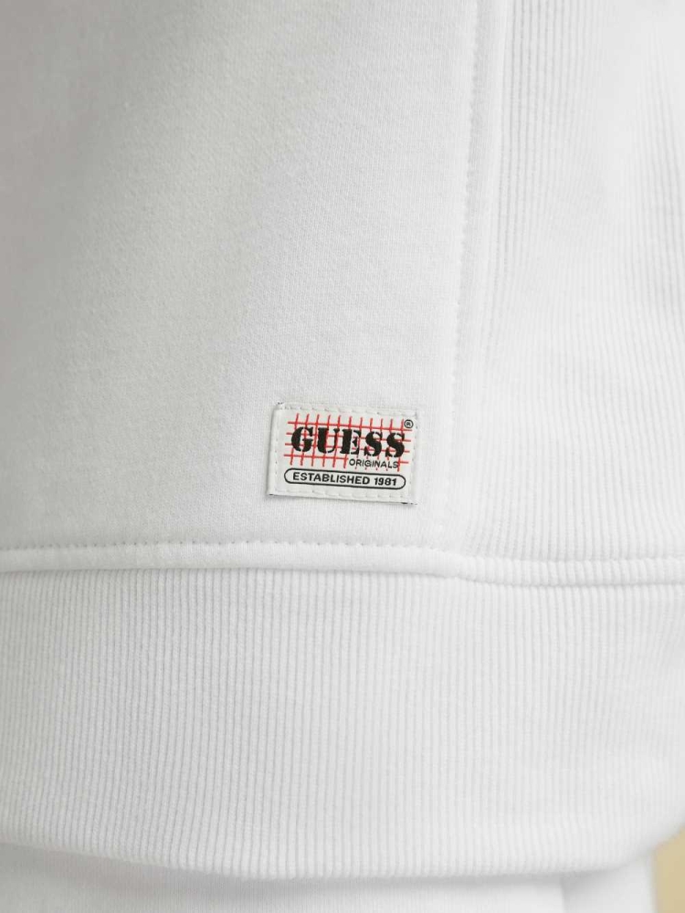 GUESS Originals Kit Crewneck Pullover Men's Sweatshirt White | UK7563OQZ