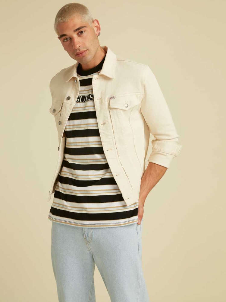 GUESS Originals Kit Denim Men's Jackets White Wash | UK2134OYP