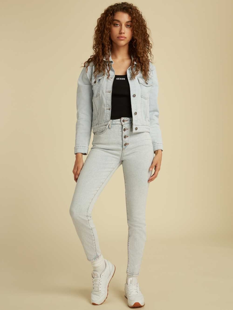 GUESS Originals Kit Denim Women's Jackets Light Wash | UK3651RIJ