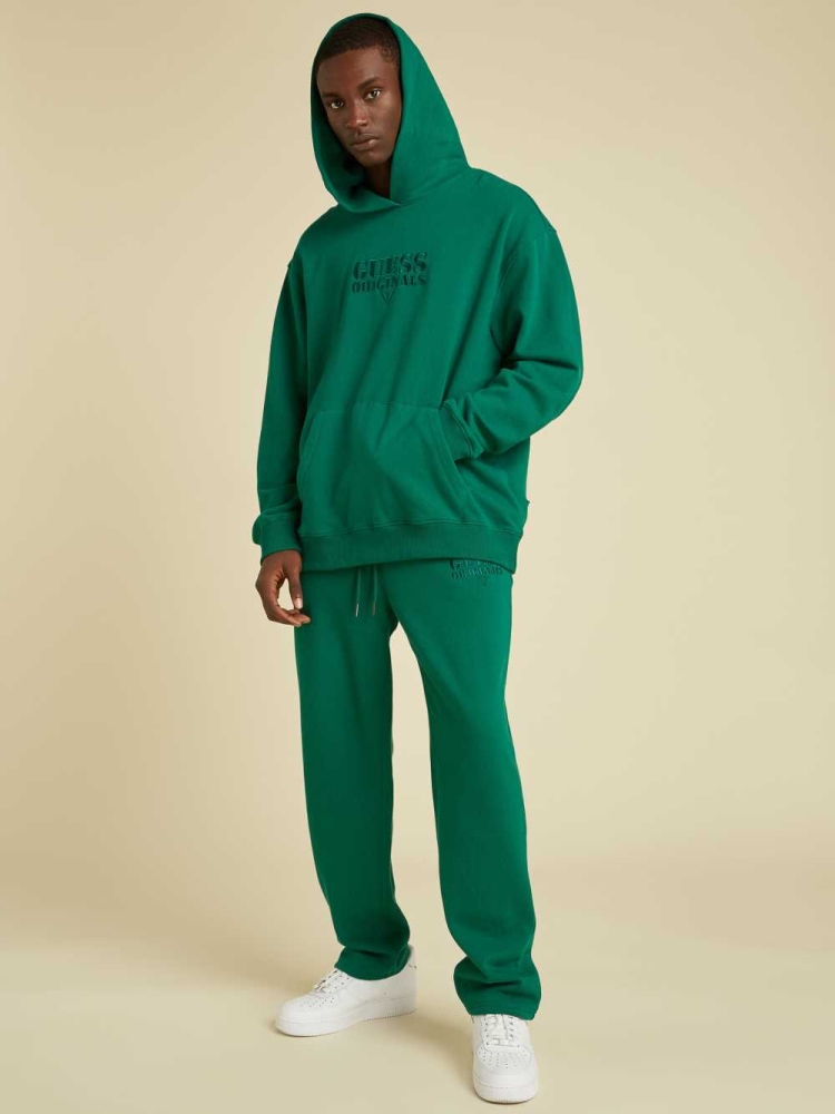 GUESS Originals Kit Logo Men's Hoodies Green | UK0917EXC