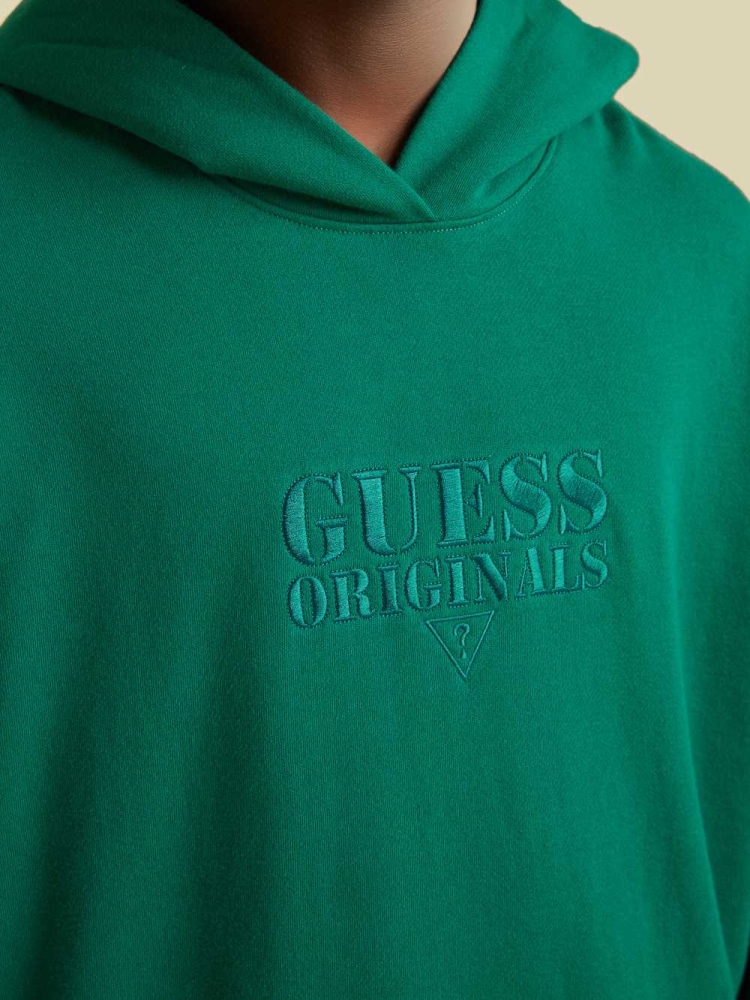 GUESS Originals Kit Logo Men's Hoodies Green | UK0917EXC