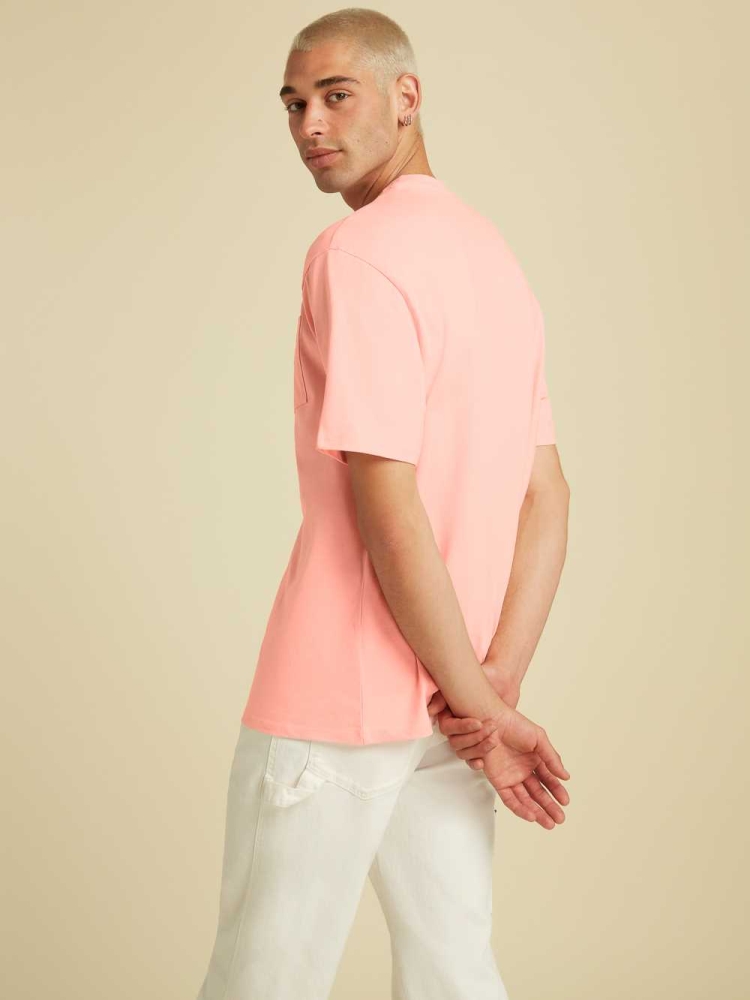 GUESS Originals Kit Pocket Men's T-Shirts Pink | UK0369HGN