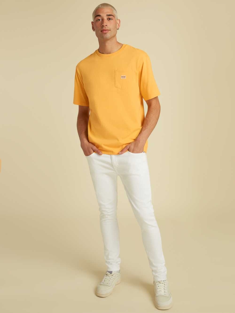 GUESS Originals Kit Pocket Men's T-Shirts Mango Yellow | UK8762USP