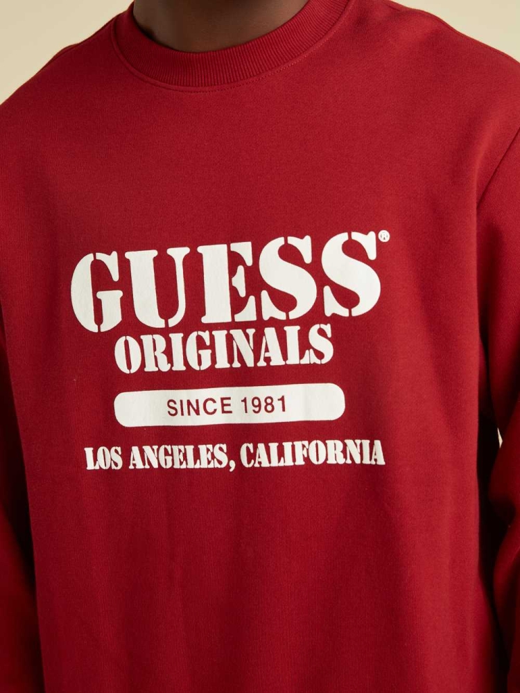 GUESS Originals Logo Crewneck Men's Sweatshirt Red | UK3982CSB