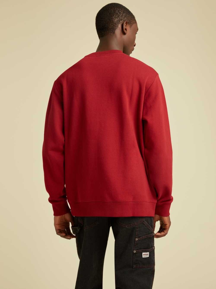 GUESS Originals Logo Crewneck Men's Sweatshirt Red | UK3982CSB