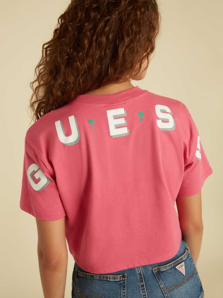 GUESS Originals Logo Crop Women's T-Shirts Red Pink | UK1762QYL