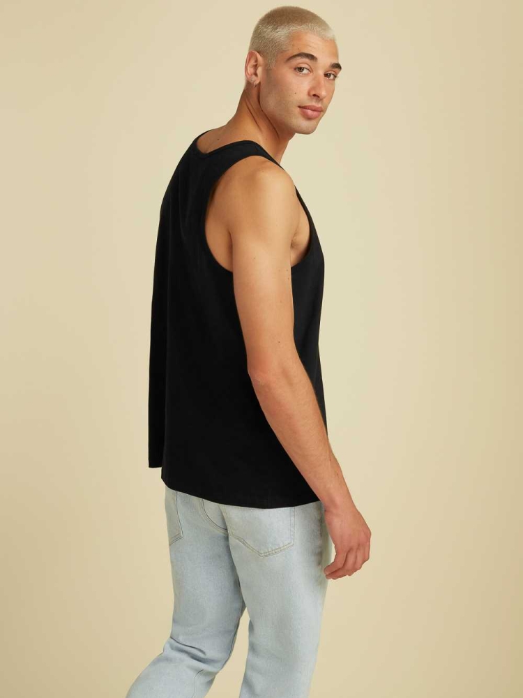 GUESS Originals Logo Men's Tank Top Black | UK0369DTN