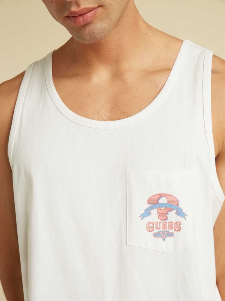 GUESS Originals Logo Men's Tank Top White | UK7153OBM