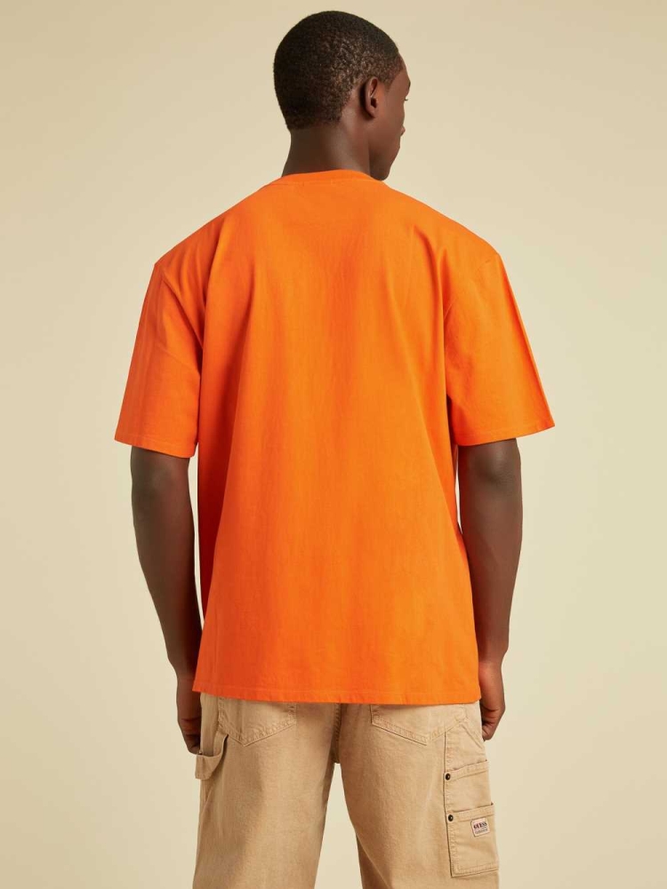 GUESS Originals Ombre Logo Men's T-Shirts Orange | UK0529ZPT