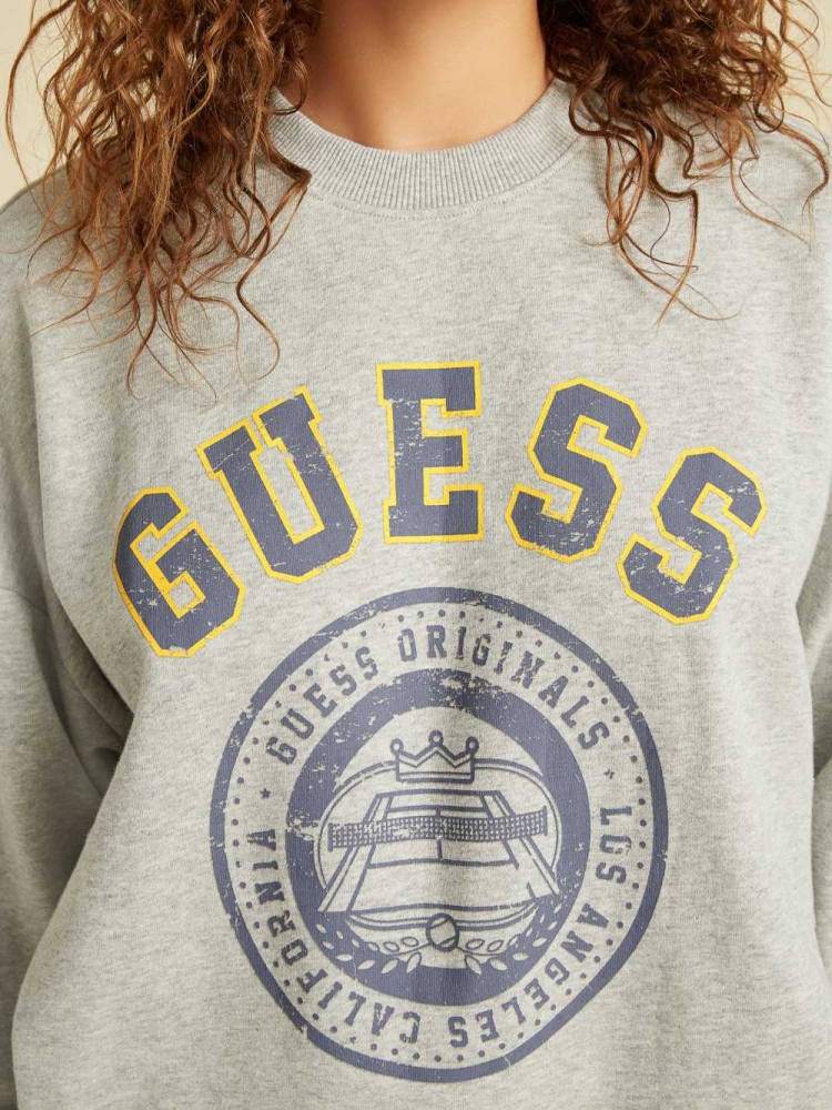 GUESS Originals Oversized Pullover Women's Sweatshirt Light Grey | UK2960ZUB