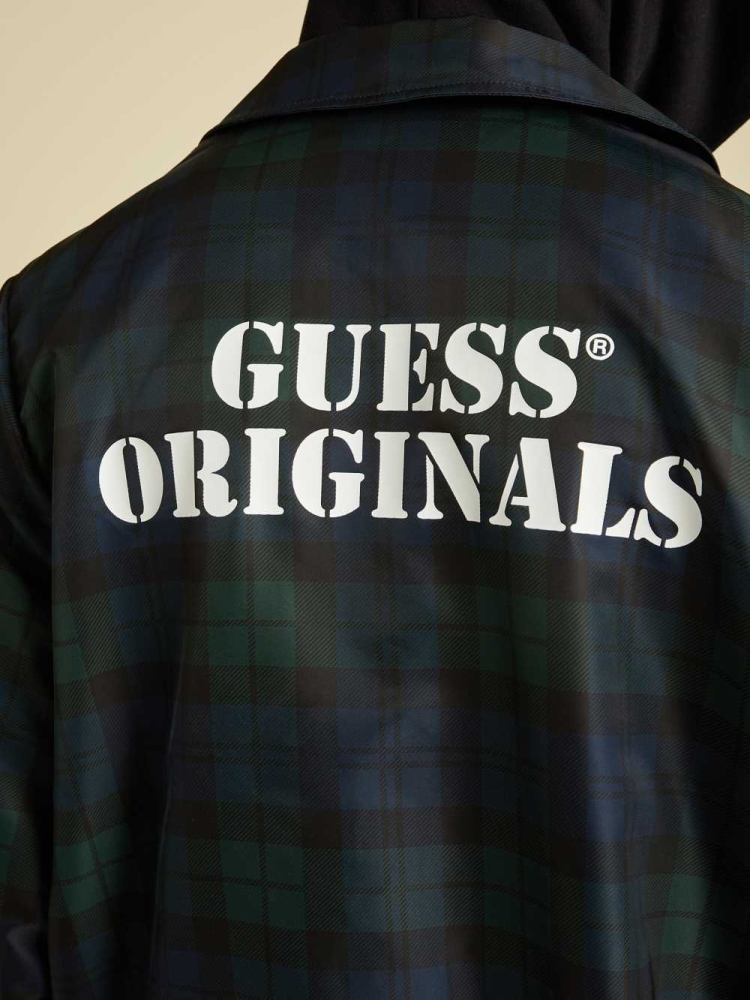 GUESS Originals Plaid Coach Men's Jackets Green Multicolor | UK6948BWY