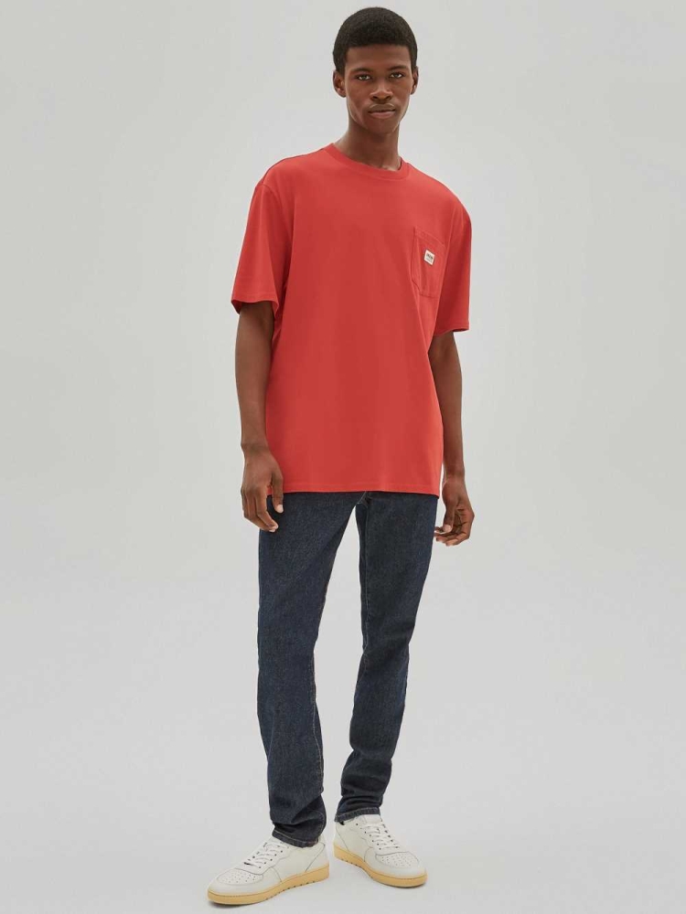 GUESS Originals Pocket Men's T-Shirts Red | UK2403YEX