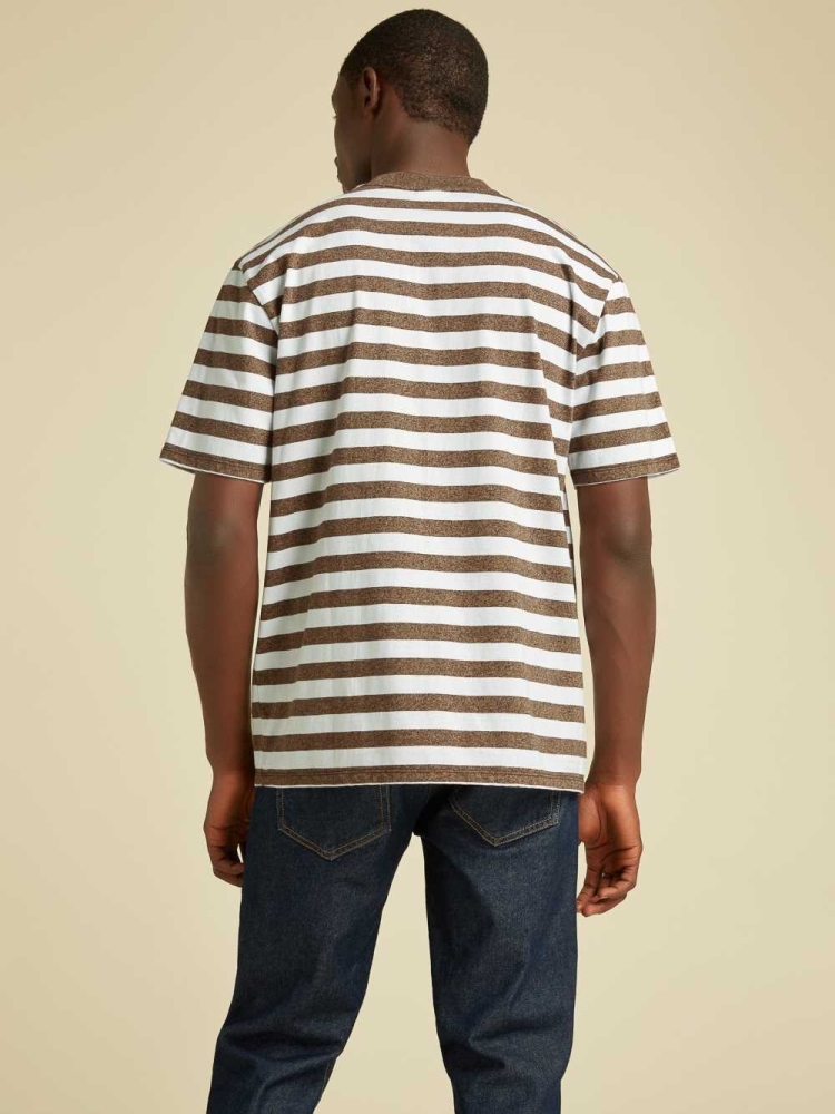 GUESS Originals Striped Men's T-Shirts Brown | UK3081SFW