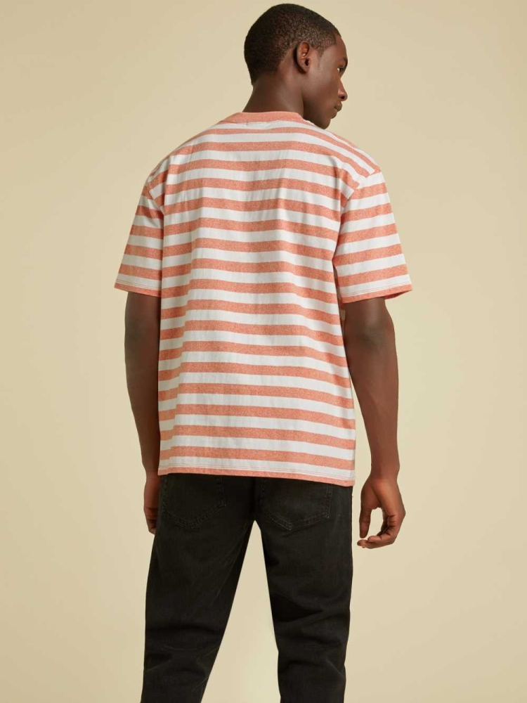 GUESS Originals Striped Men's T-Shirts Orange | UK4638SAL