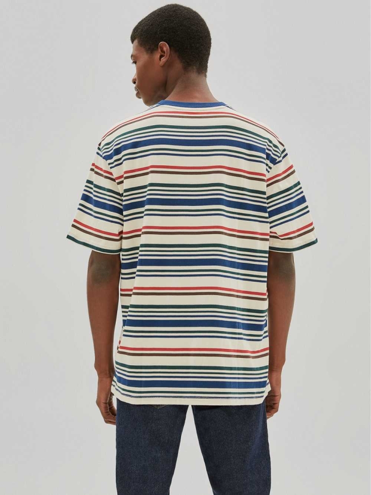 GUESS Originals Striped Men's T-Shirts White Multicolor | UK9842UGI