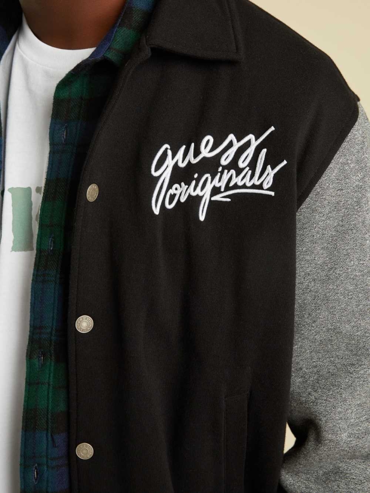 GUESS Originals Varsity Inspired Men's Jackets Black Multicolor | UK8640QVT