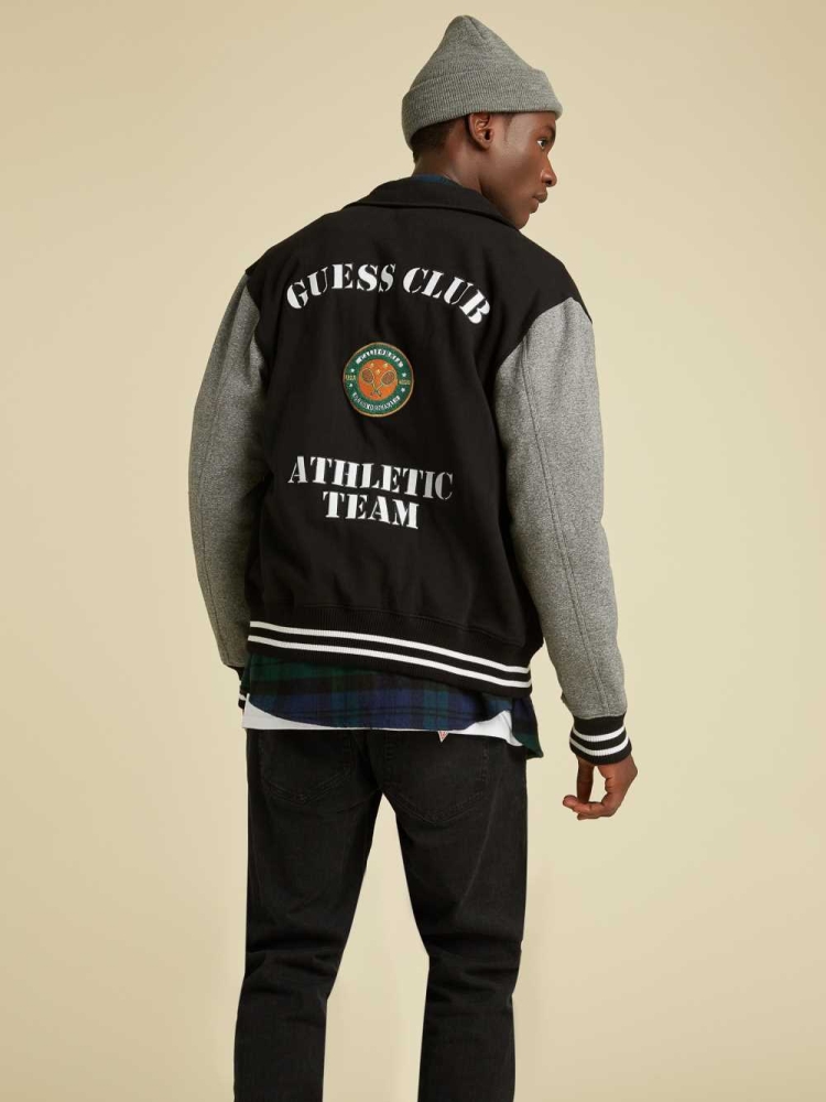 GUESS Originals Varsity Inspired Men's Jackets Black Multicolor | UK8640QVT