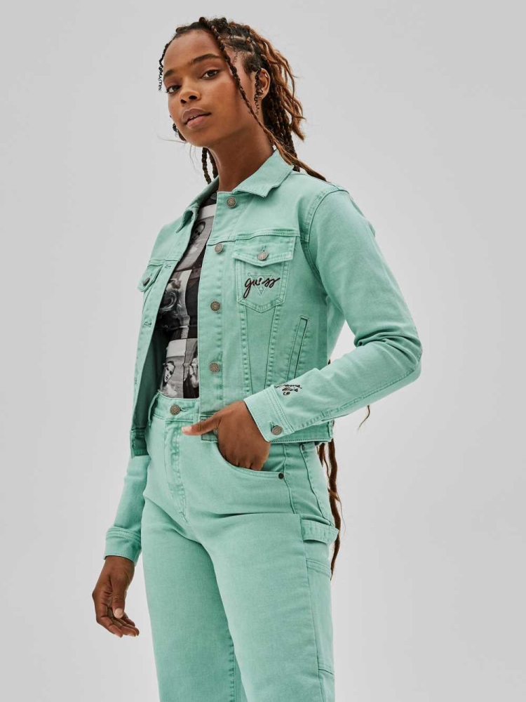 GUESS Originals x Anna Nicole Smith Denim Women's Jackets Green Blue | UK6481LYV