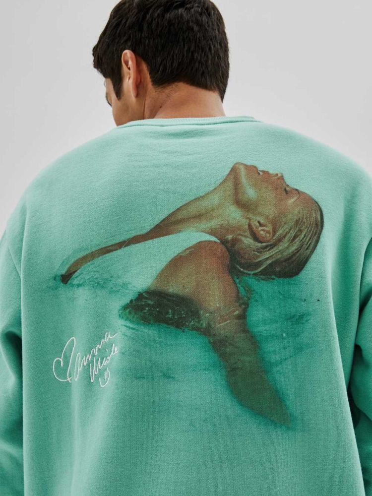 GUESS Originals x Anna Nicole Smith Men's Sweatshirt Green Blue | UK0736LJE