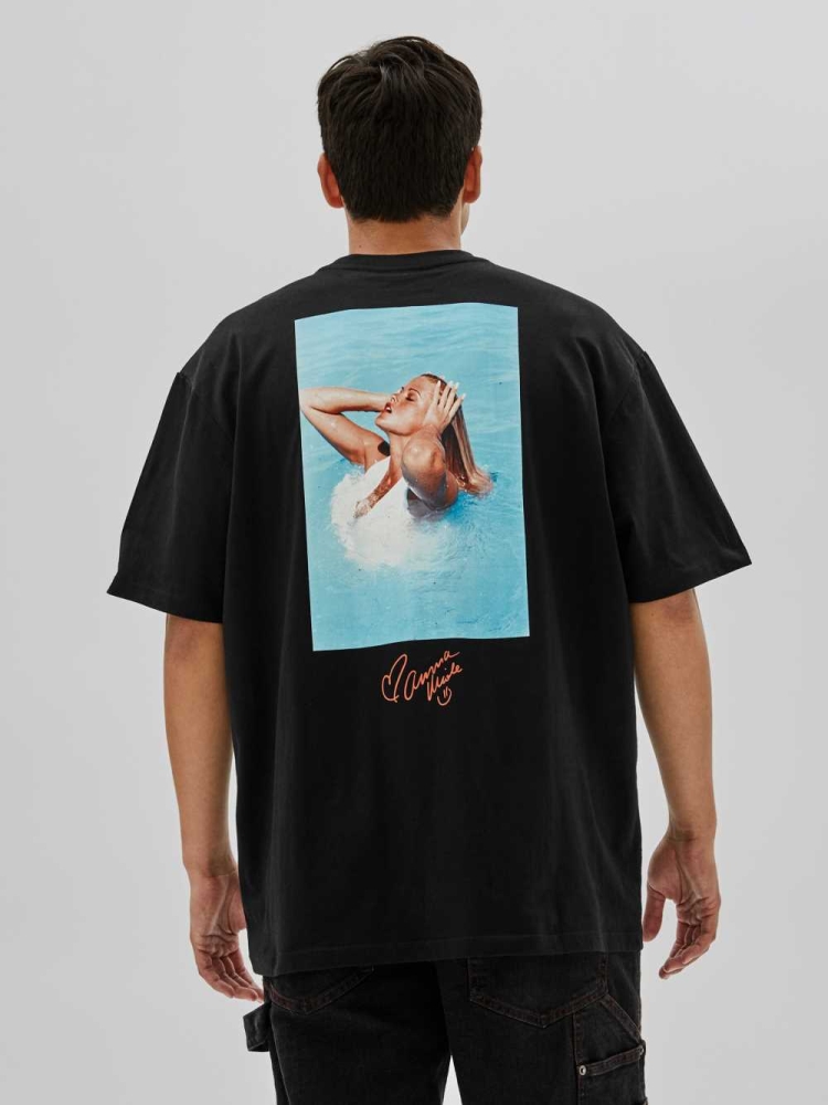 GUESS Originals x Anna Nicole Smith Men's T-Shirts Black | UK9247CQA