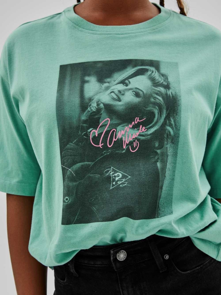 GUESS Originals x Anna Nicole Smith Women's T-Shirts Green Blue | UK0975GJO