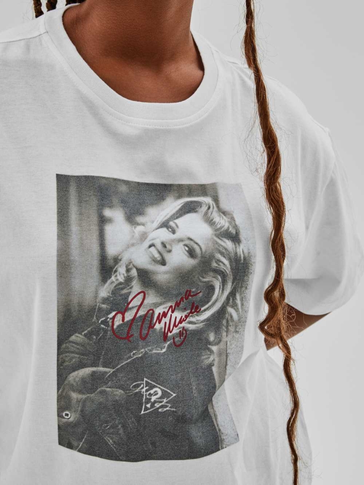 GUESS Originals x Anna Nicole Smith Women's T-Shirts White | UK1389WLH