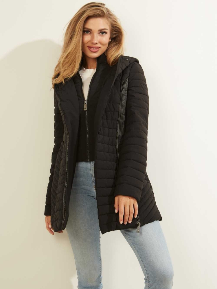 GUESS Oxana Quilted Women's Jackets Black | UK5720QSJ