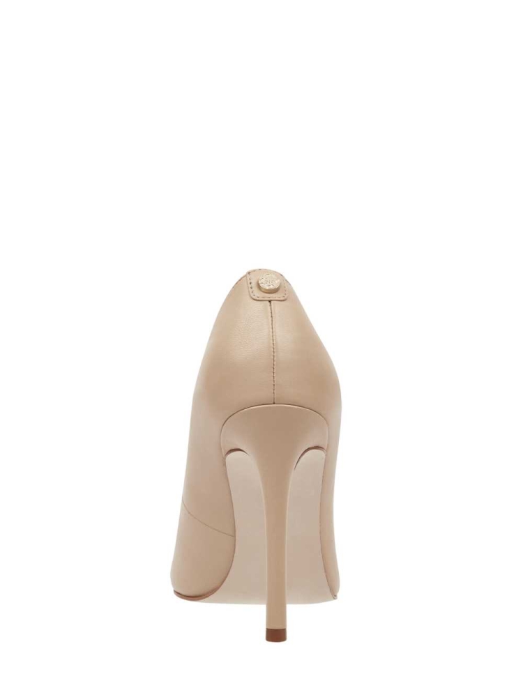 GUESS Pointed Faux-Leather Pumps Women's Pumps Light Beige | UK6391YPJ