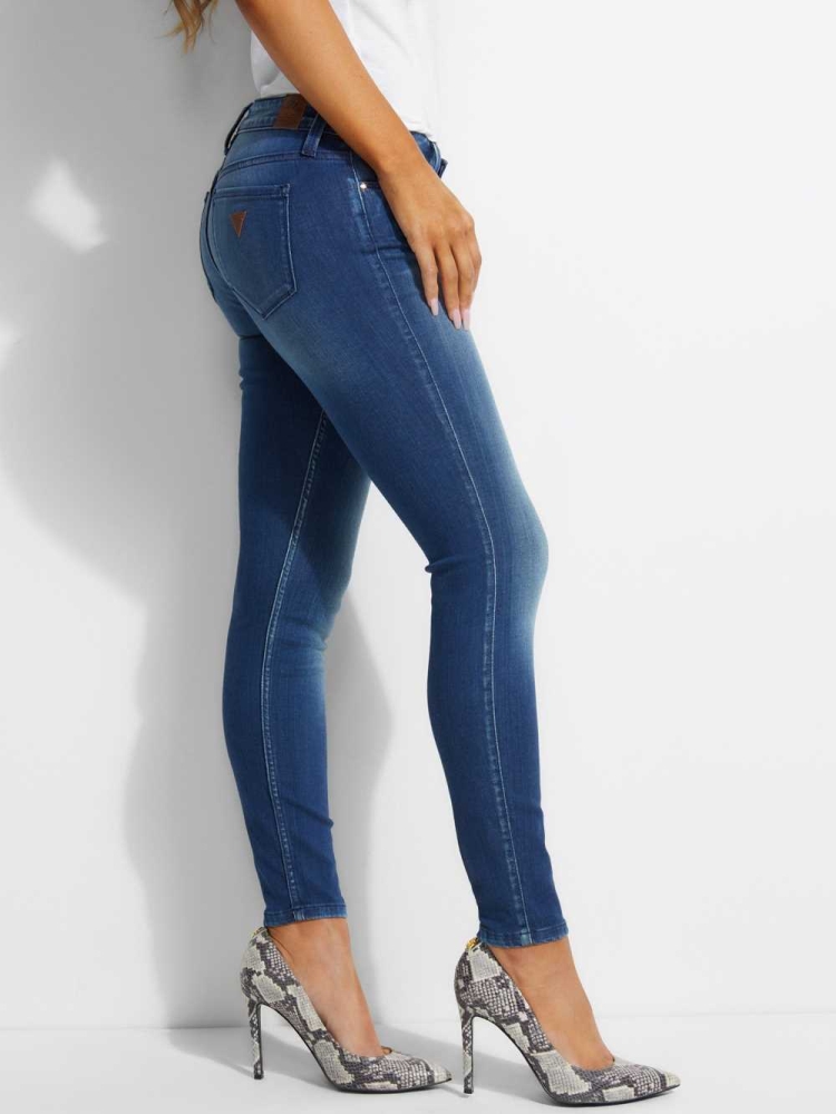 GUESS Power Skinny Women's Jeans Indigo Wash | UK1362TOQ