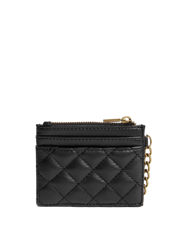 GUESS Quilted Card Holder Women's Wallets Black | UK7624MRL