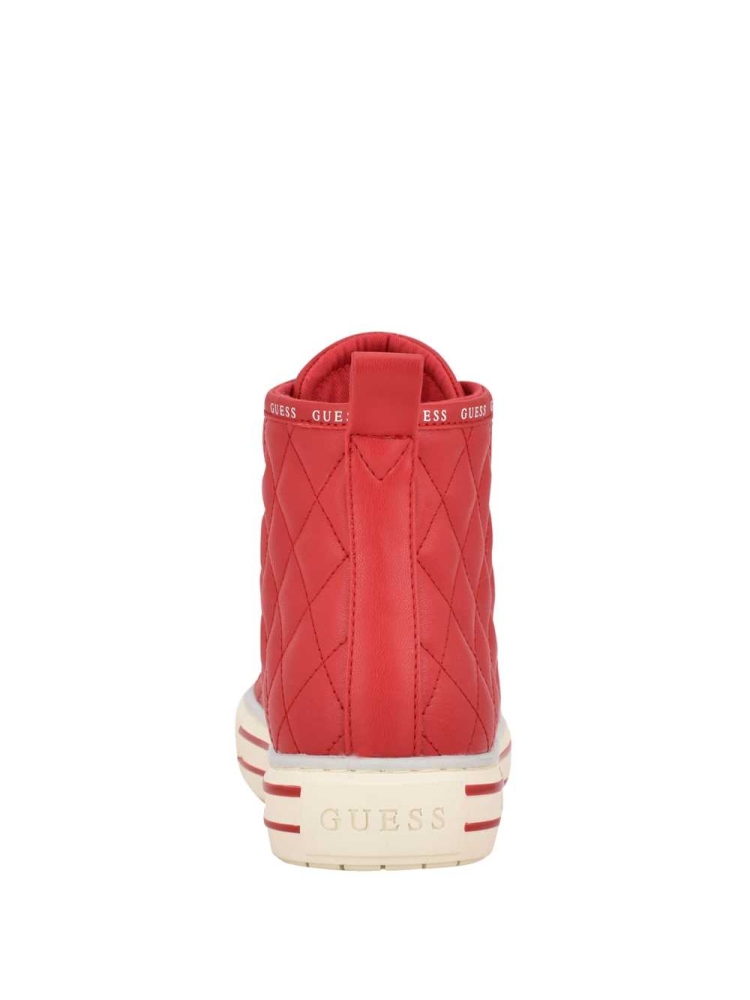 GUESS Quilted High-Top Women's Sneakers Red Multicolor | UK2950XOH