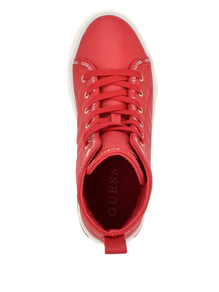 GUESS Quilted High-Top Women's Sneakers Red Multicolor | UK2950XOH