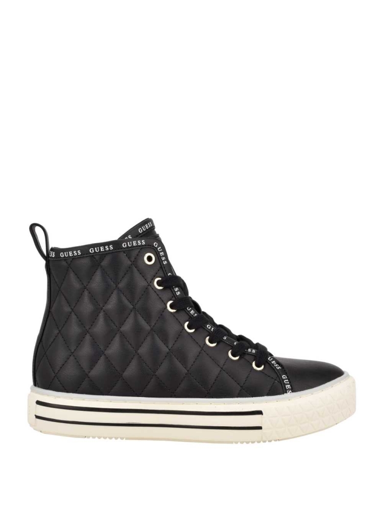 GUESS Quilted High-Top Women's Sneakers Black Multicolor | UK4123CPA