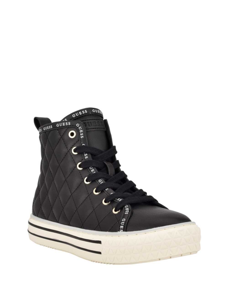 GUESS Quilted High-Top Women\'s Sneakers Black Multicolor | UK4123CPA