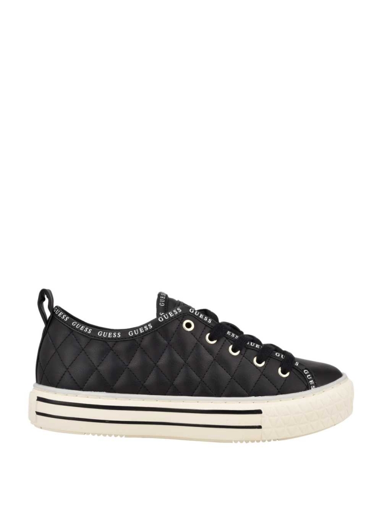 GUESS Quilted Low-Top Women's Sneakers Black Multicolor | UK6085KZA