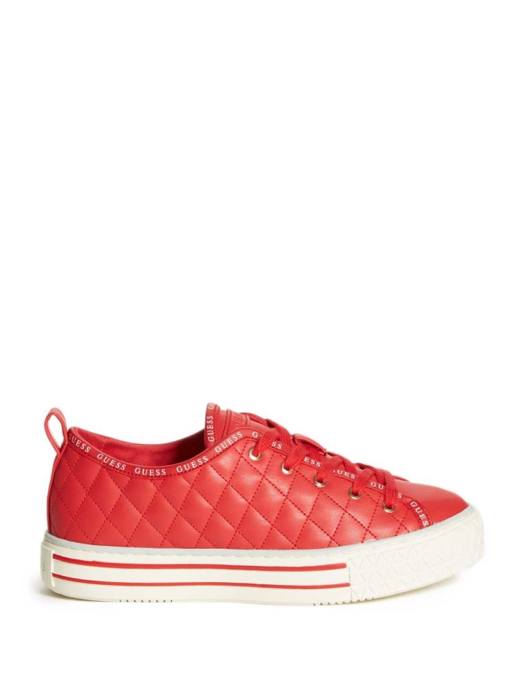 GUESS Quilted Low-Top Women's Sneakers Red Multicolor | UK7895AWF