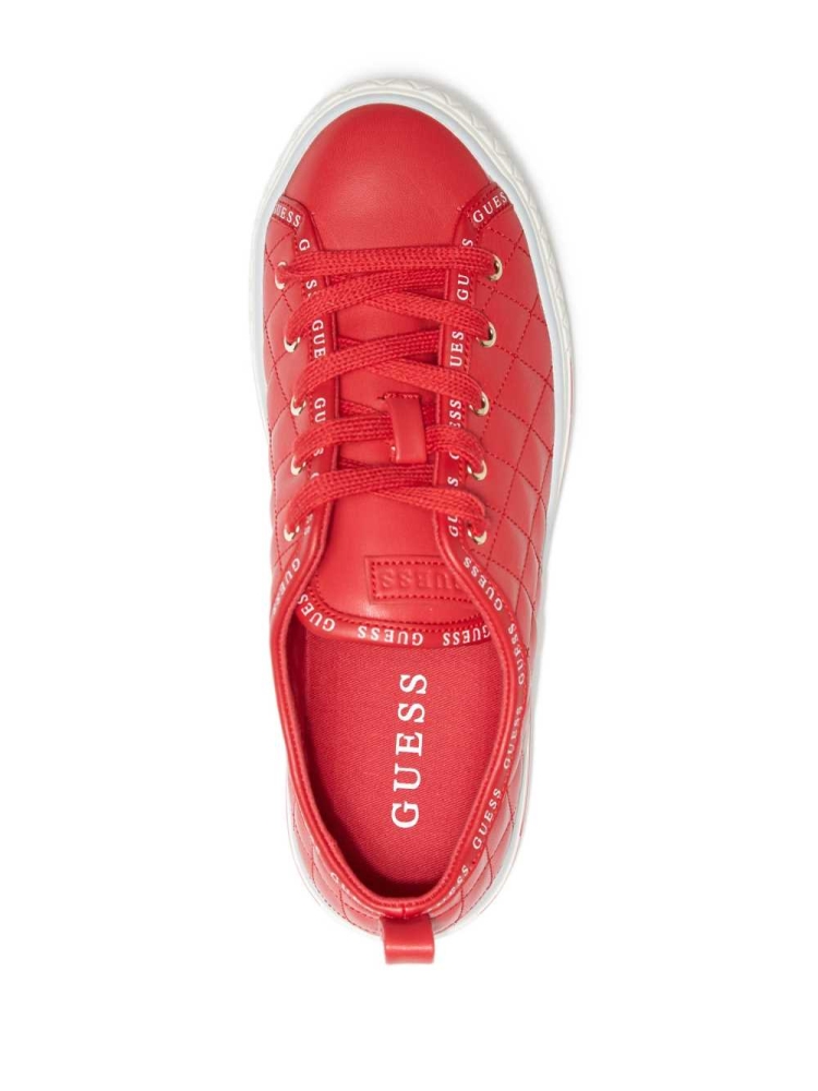 GUESS Quilted Low-Top Women's Sneakers Red Multicolor | UK7895AWF