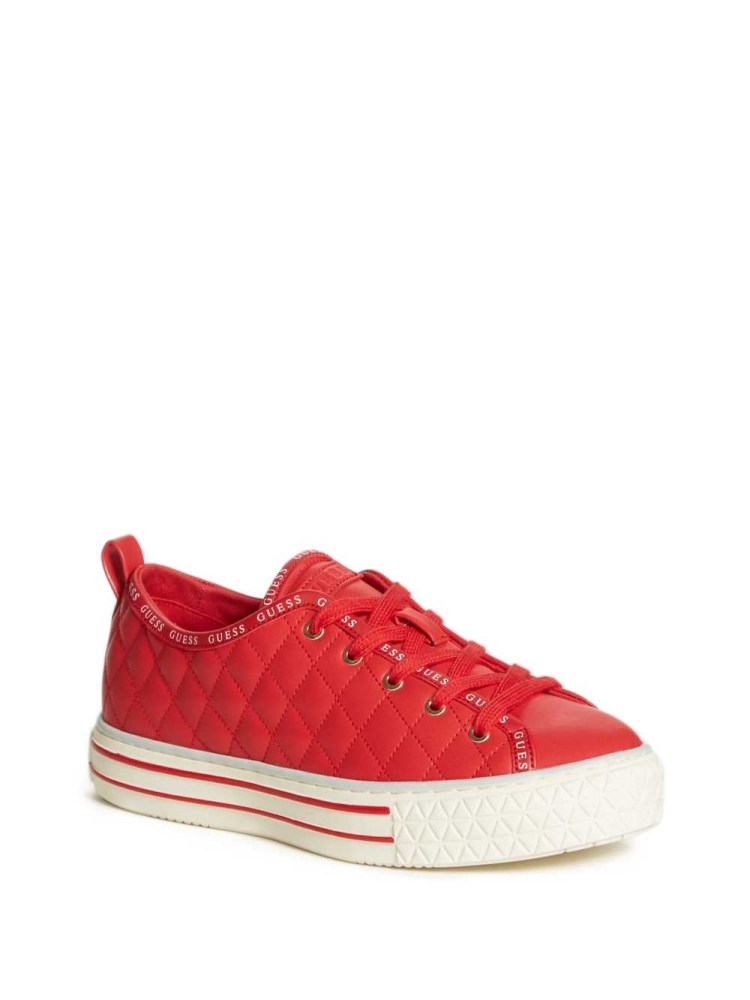 GUESS Quilted Low-Top Women\'s Sneakers Red Multicolor | UK7895AWF